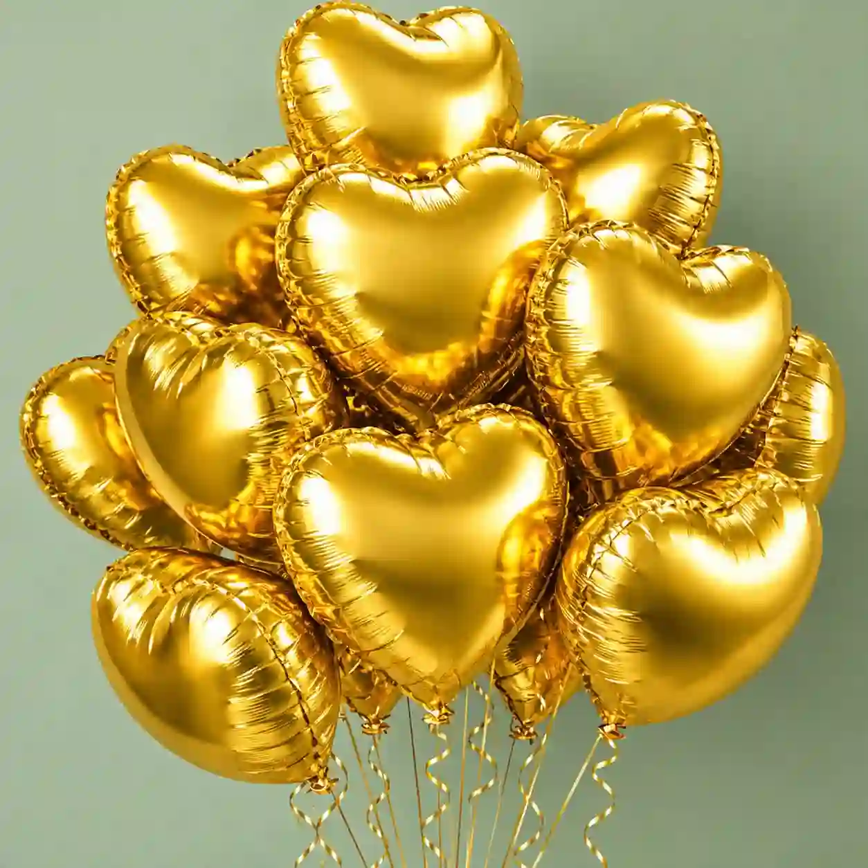 Add a Bunch of 5 Golden Heart Foil Balloon